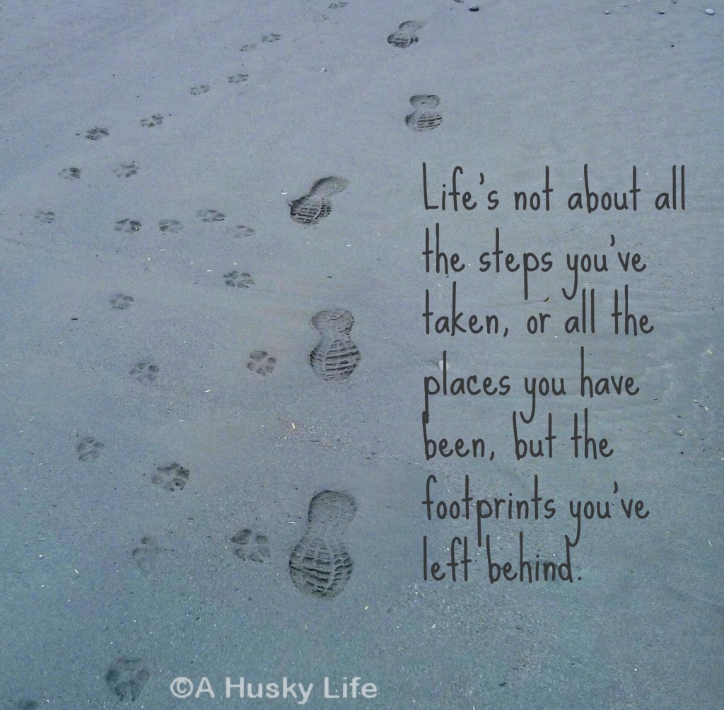 Life's not about all the steps you've taken, or all the places you have been, but the footprints you've left behind